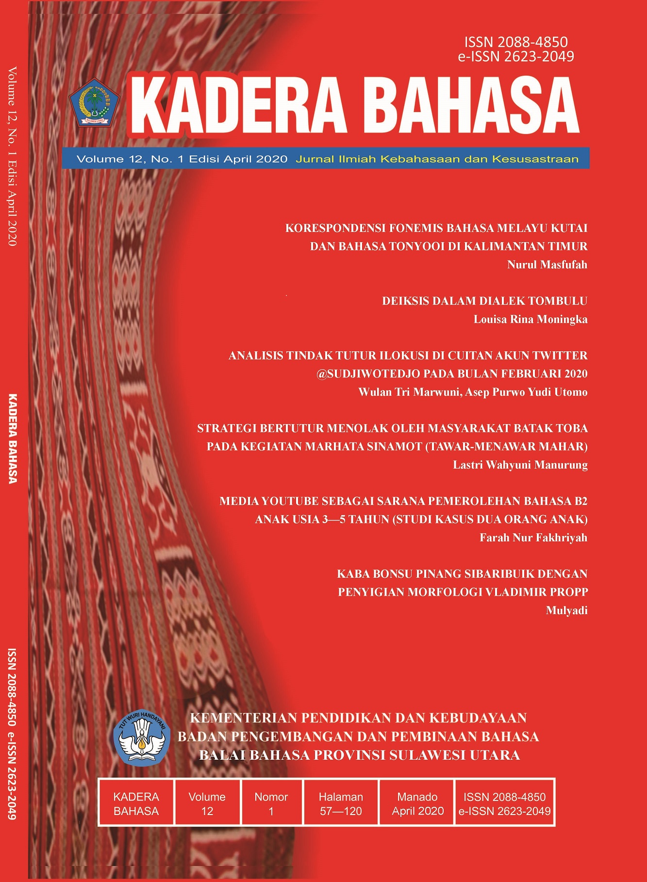 Kadera Bahasa Volume 12 No.1  Edisi April